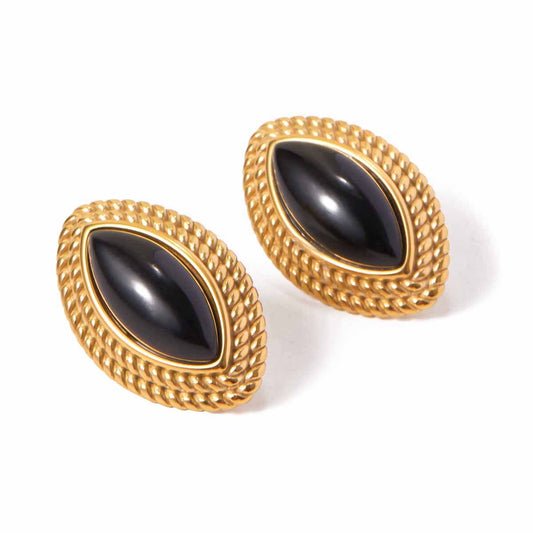 Oval ethnic 18k gold earrings