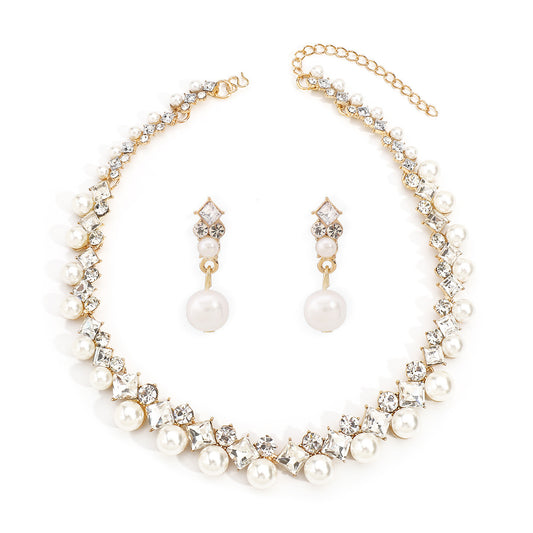 Pearl and zircon necklace set