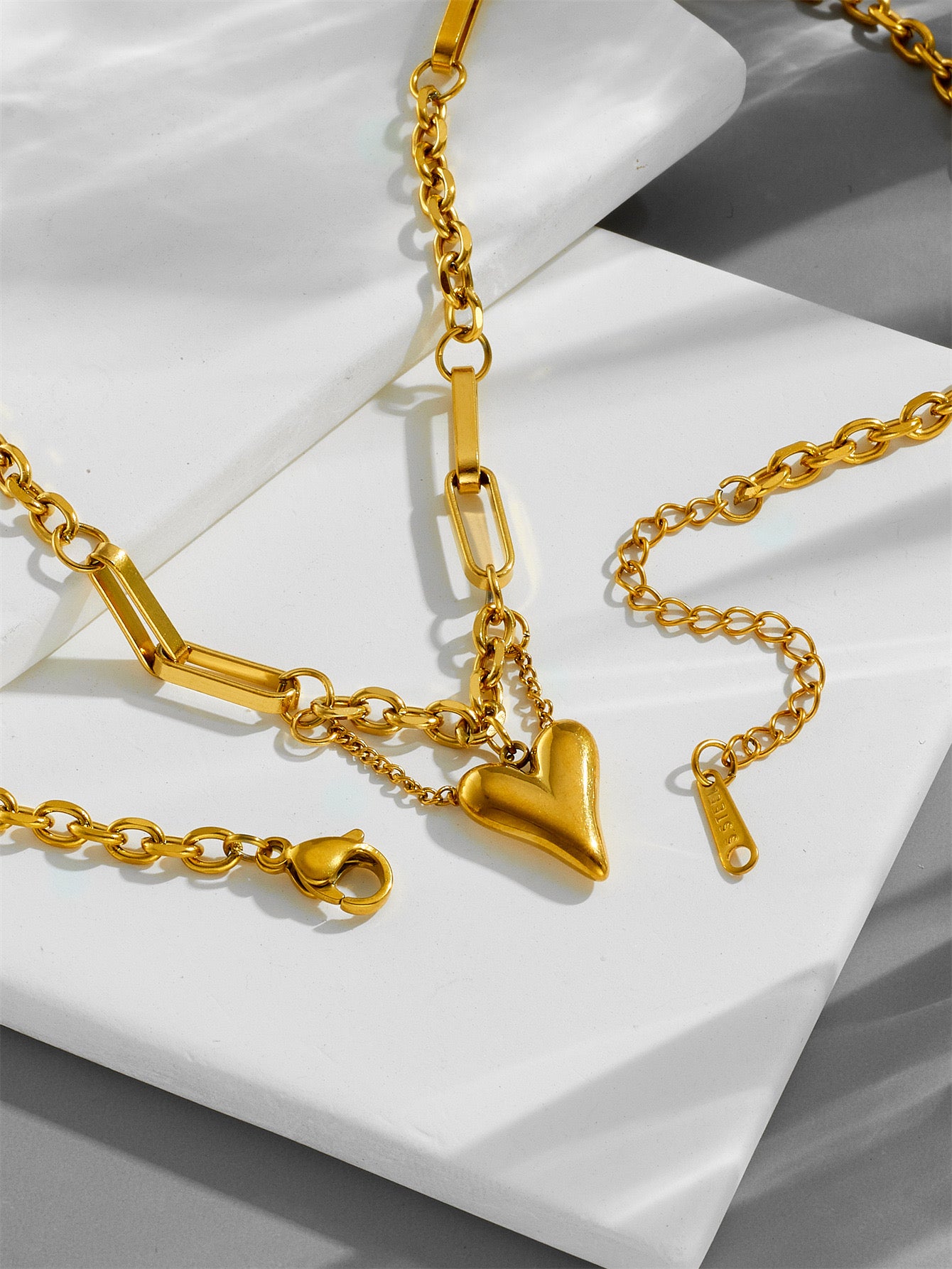 Loved pendant non tarnish necklace and bracelet set