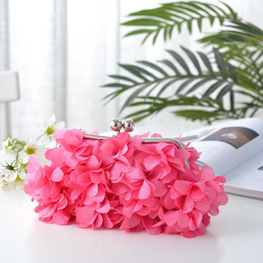 Fuchsia Floral petal clutch
