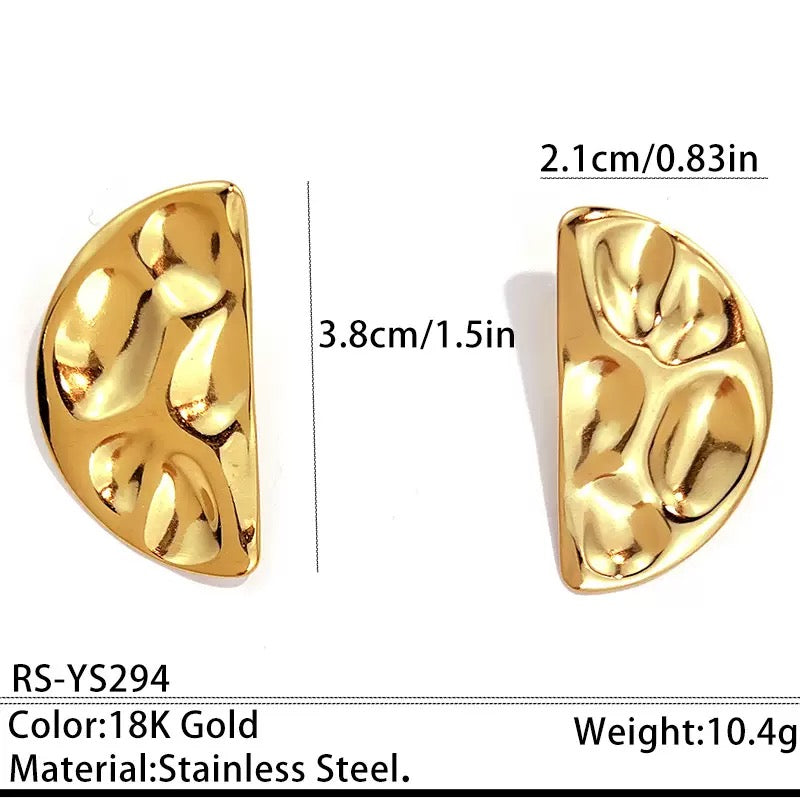 Geometric Half Moon Shaped Gold Earrings