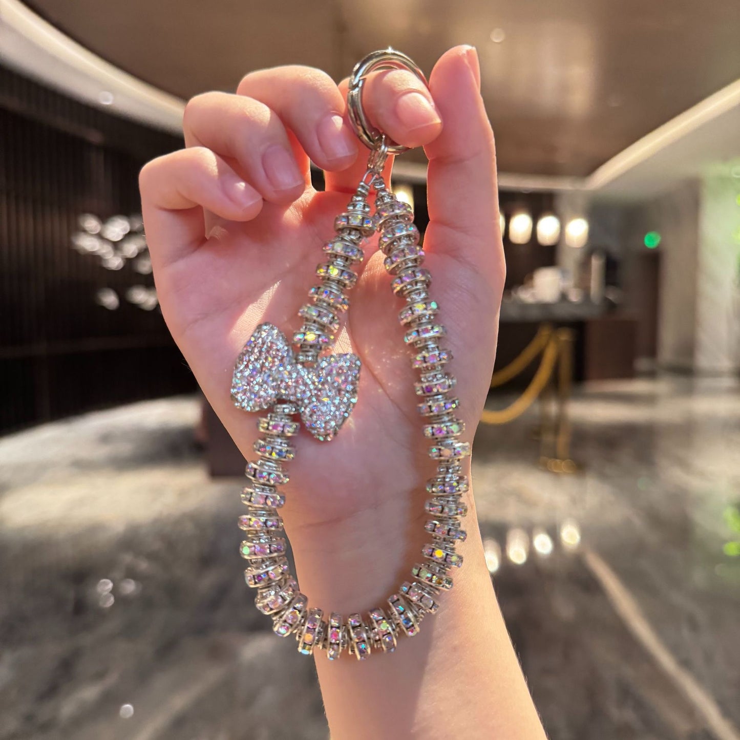Pearl bow phone charm keychain