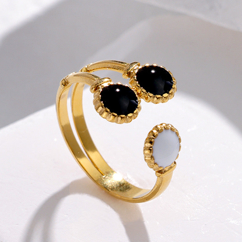 Three dots titanium steel rings