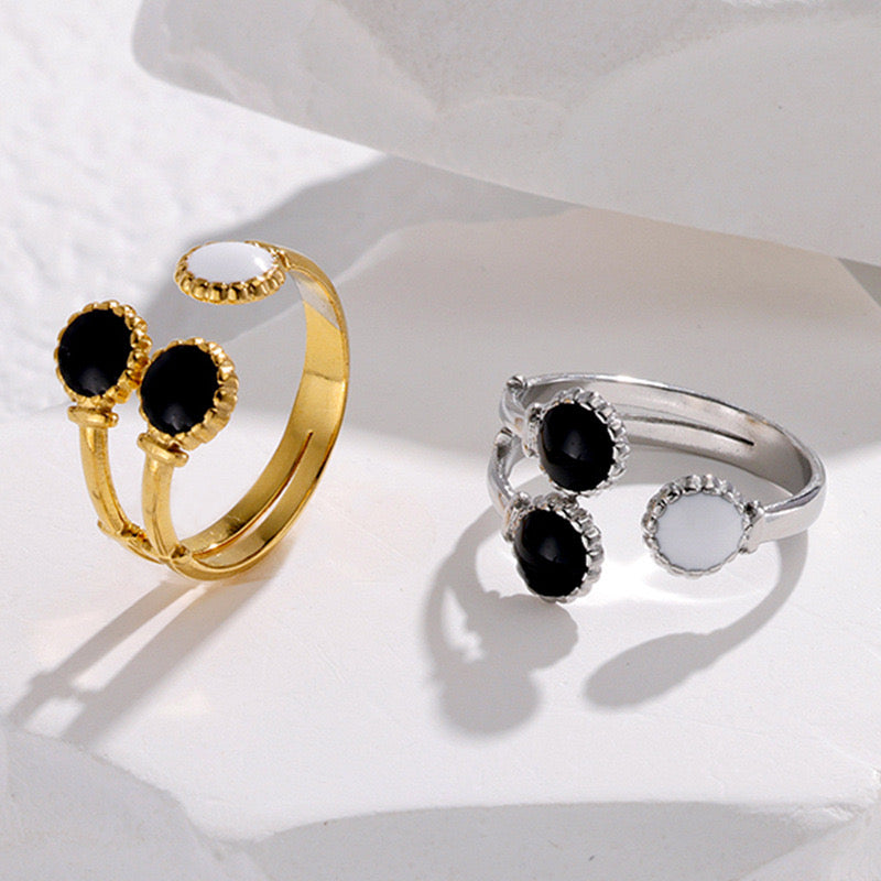 Three dots titanium steel rings
