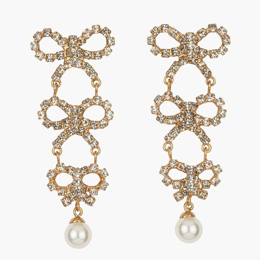 Triad bow drop earrings