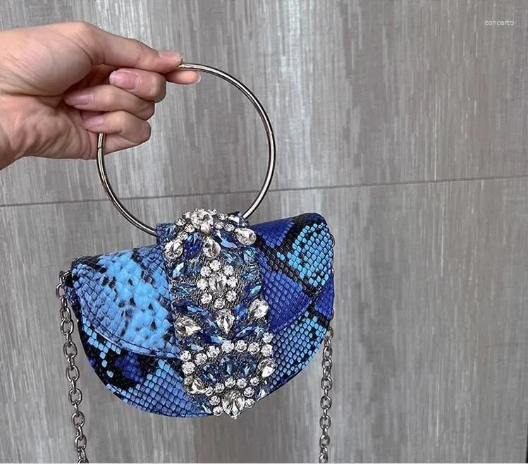 Half moon blue croc design bag