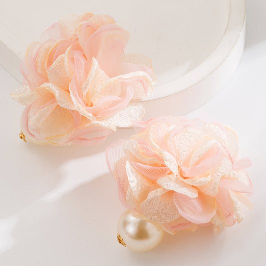 Camellia floral pale pink earrings