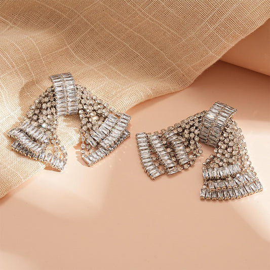 Luxe Bow Shaped Sparkle Drop Earrings