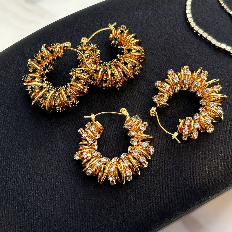 Light Luxury Style Braided Twist Earrings Emerald
