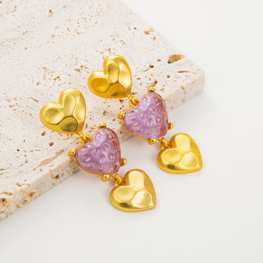 Retro multi layered love earrings