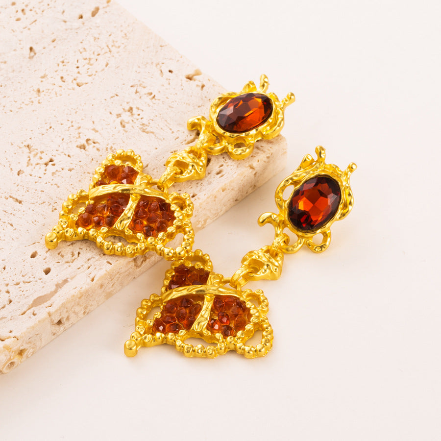 Retro caged heart earrings