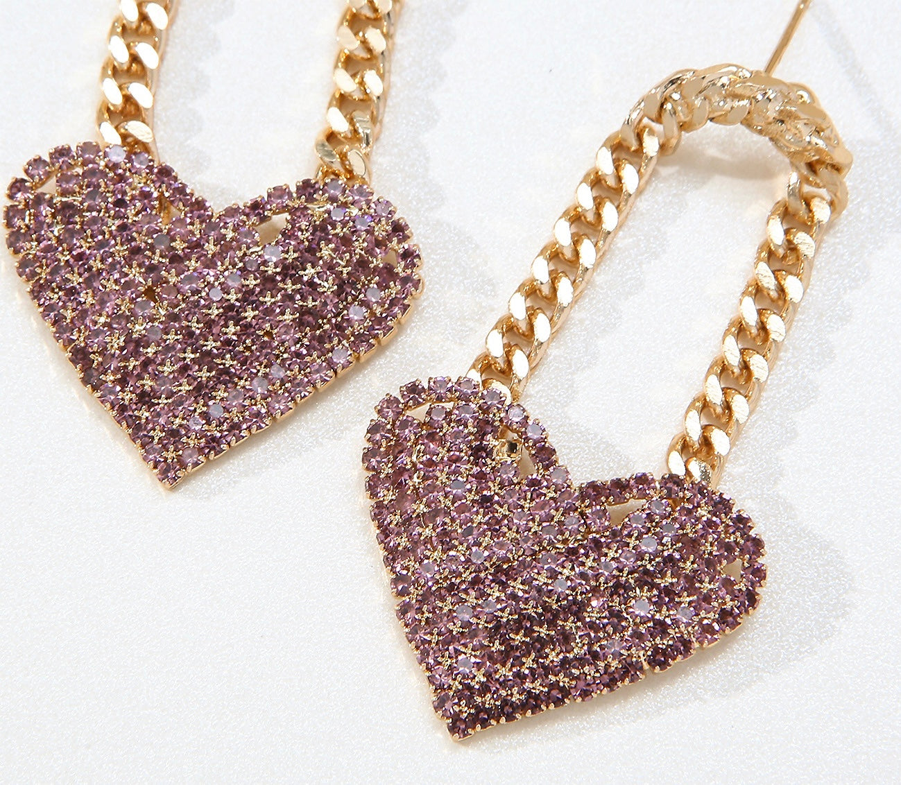 Heart chain drop earrings