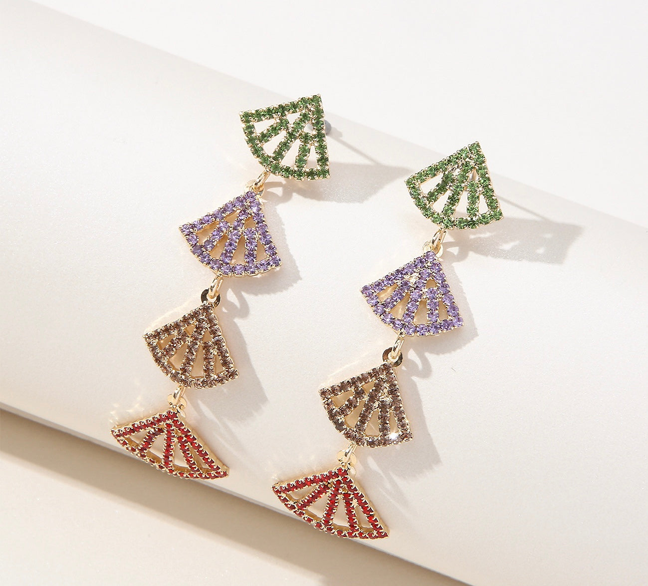 Colored tiered earrings