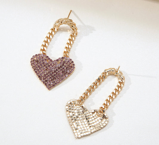 Heart chain drop earrings