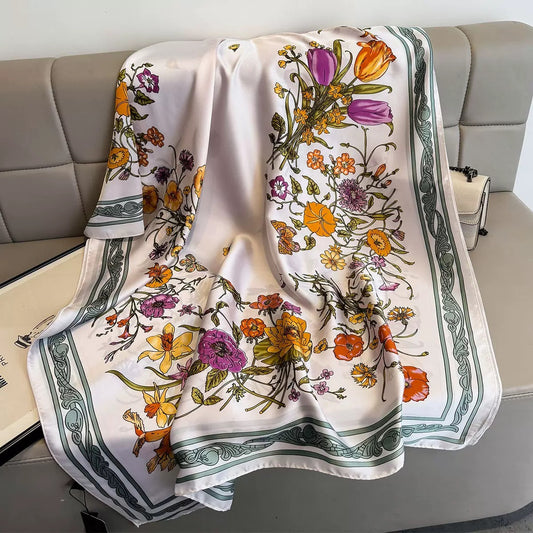Women's Floral Silk Scarf