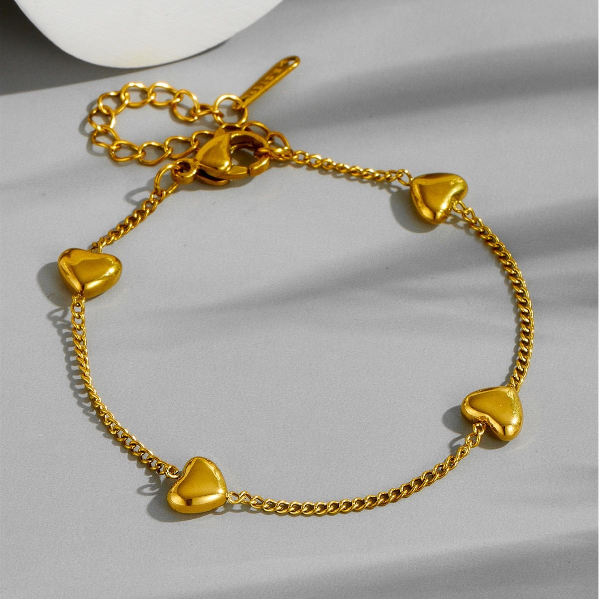 Dainty heart shaped 18k Non Tarnish Necklace, bracelet and earrings