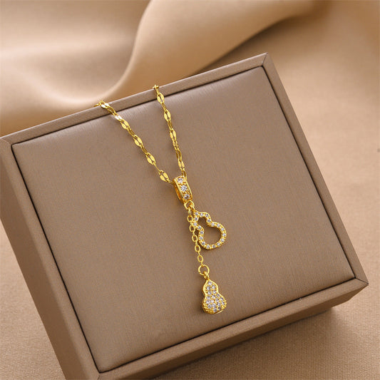 Gourd pendant titanium steel necklace