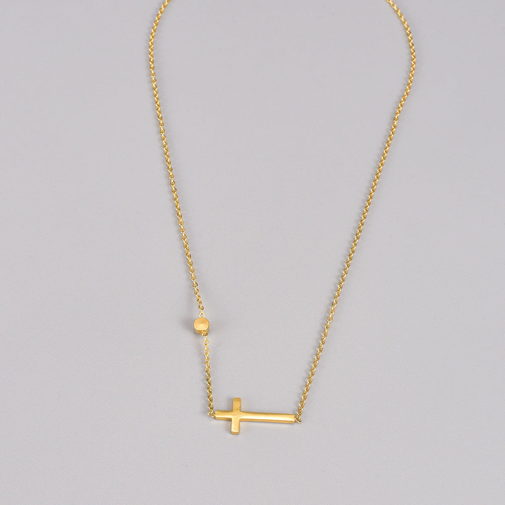 Cross pendant dainty 18k necklace