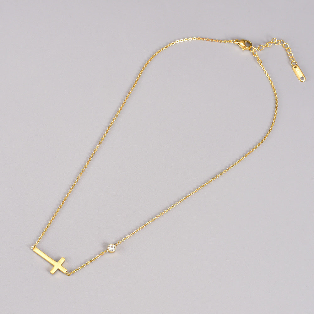 Cross pendant dainty 18k necklace