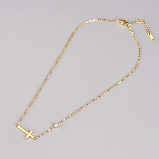 Cross pendant dainty 18k necklace