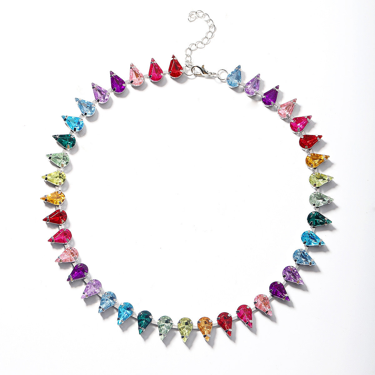 Colored clavicle teardrop necklace