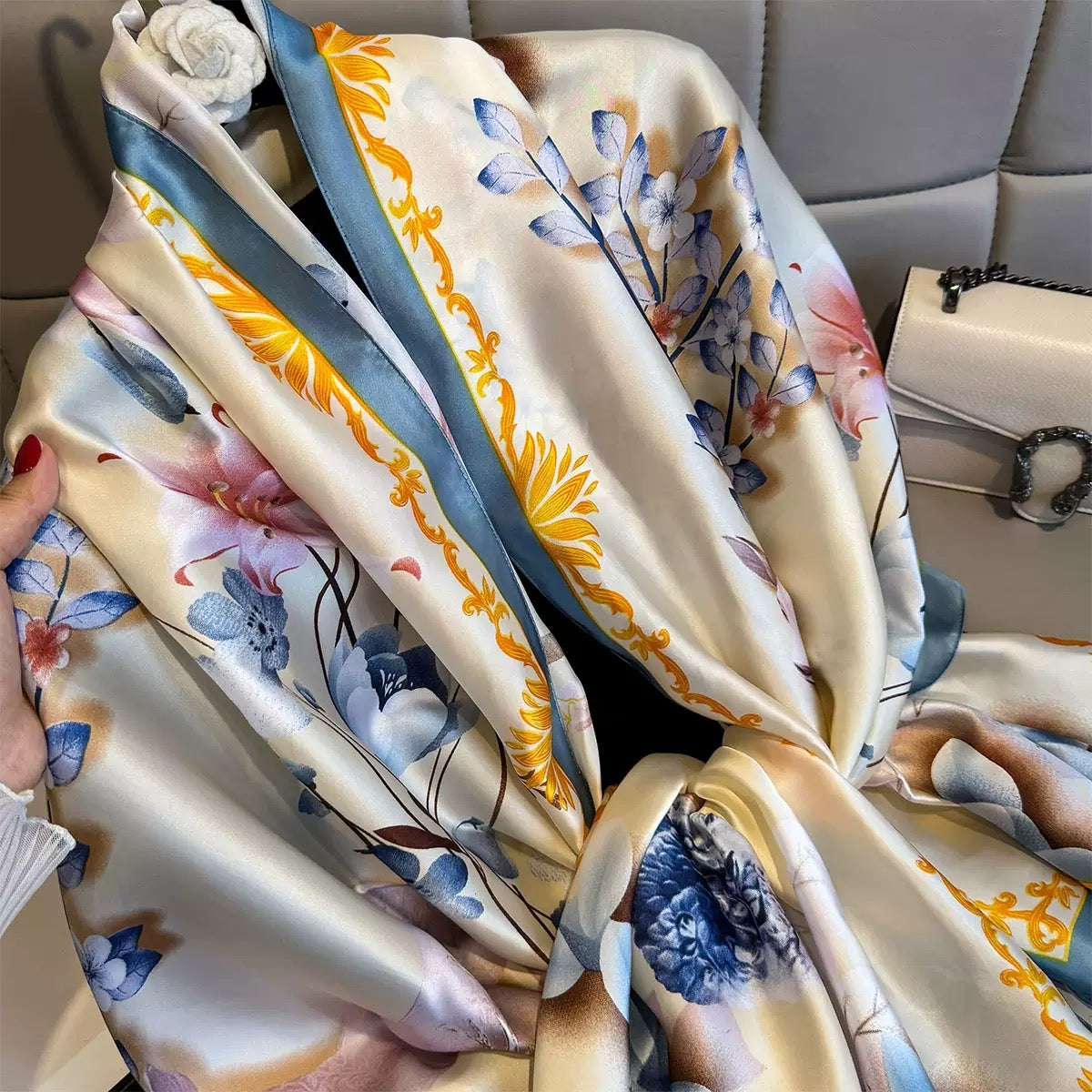 Women's Floral Silk Scarf