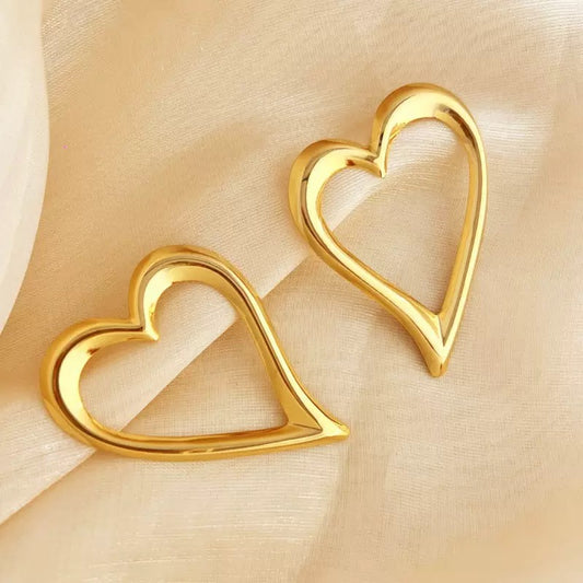 Stainless Steel Hollow Heart-Shaped Earrings