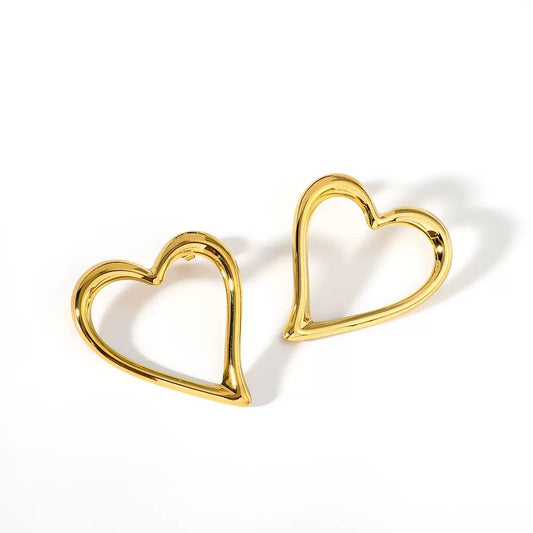 Stainless Steel Hollow Heart-Shaped Earrings