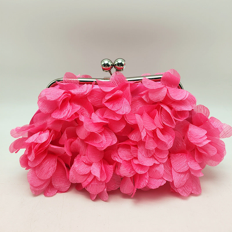 Fuchsia Floral petal clutch