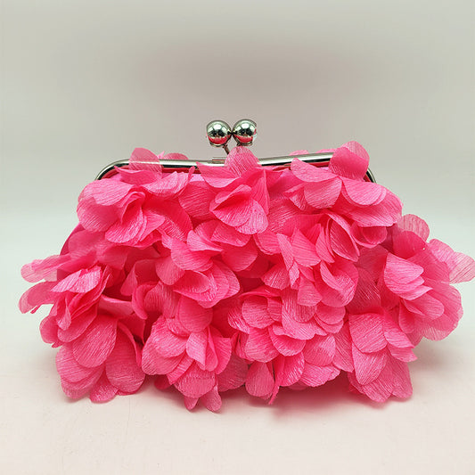 Fuchsia Floral petal clutch