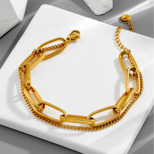 Titanium Steel Double link Chain Bracelet