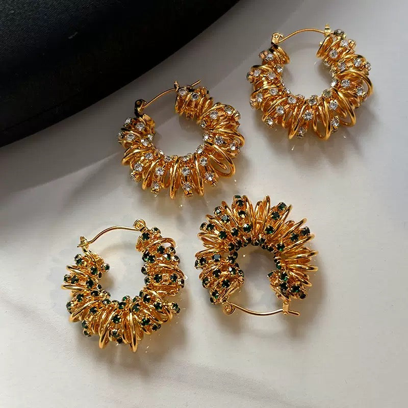 Light Luxury Style Braided Twist Earrings Emerald