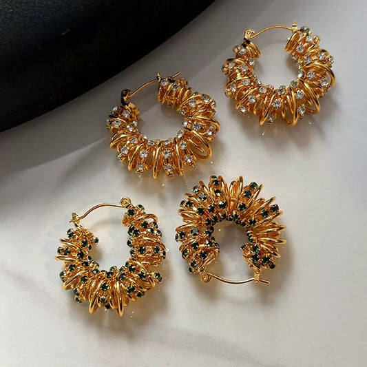 Light Luxury Style Braided Twist Earrings Emerald