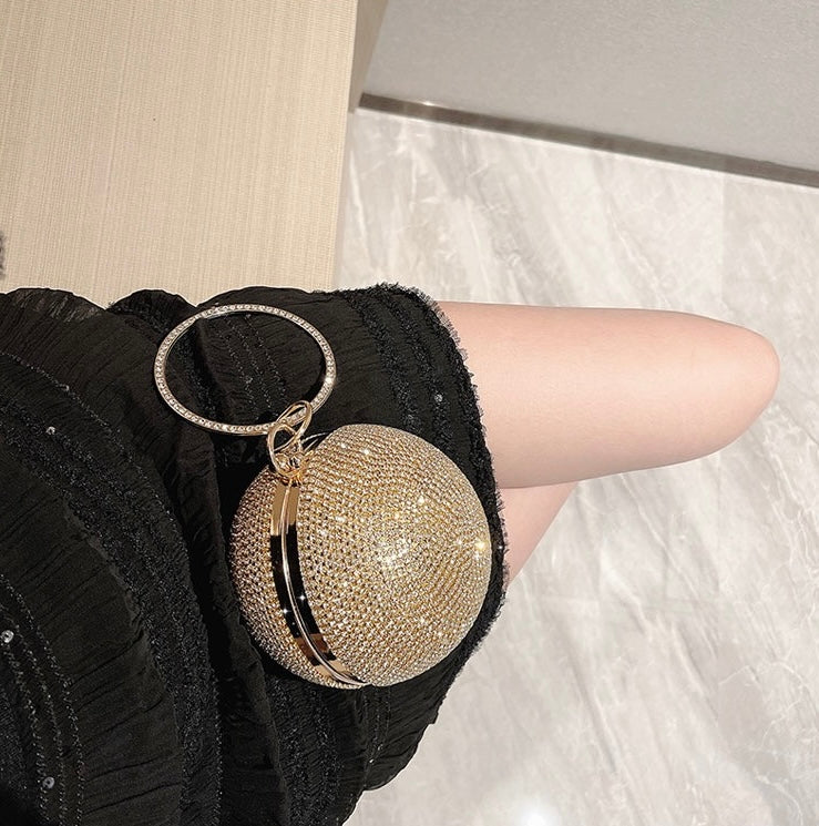 Chic round crystal clutch purse