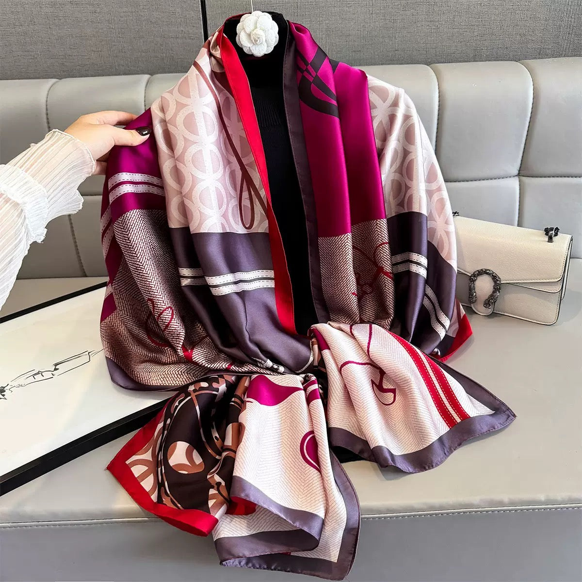 Women's Floral Silk Scarf