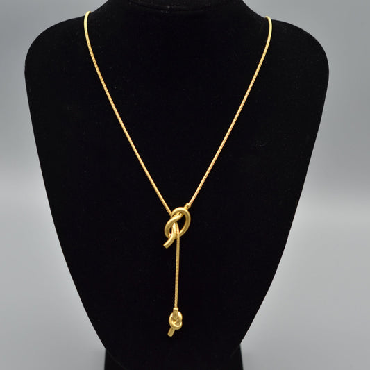 Knotted non tarnish gold necklace