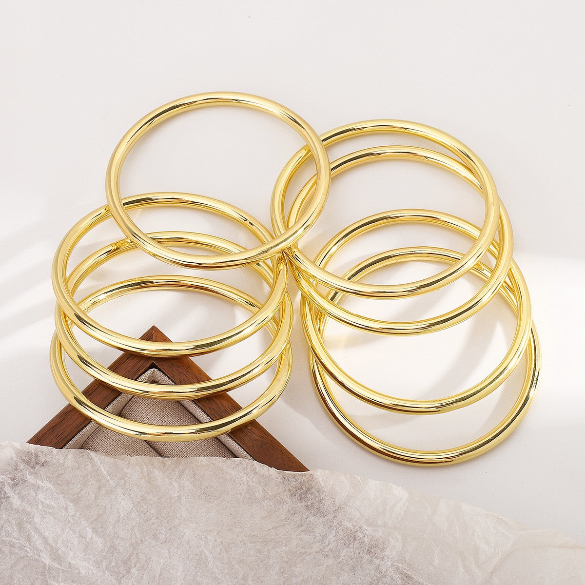 Stacked Simple Gold Bangles