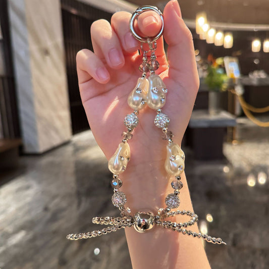 Pearl bow phone charm keychain