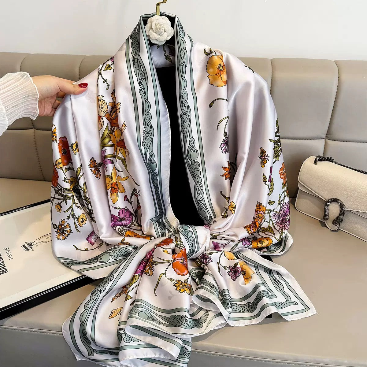 Women's Floral Silk Scarf