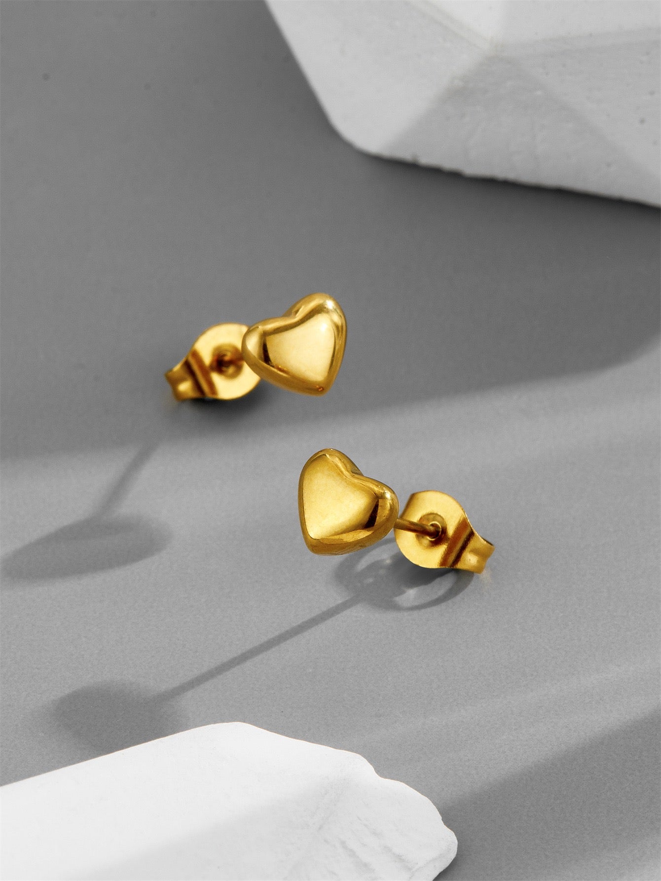 Dainty heart shaped 18k Non Tarnish Necklace, bracelet and earrings