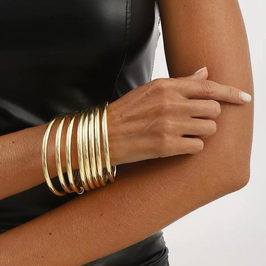 Stacked Simple Gold Bangles