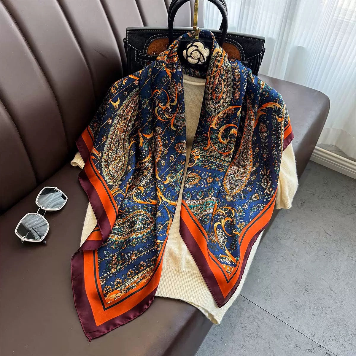 Women's Floral Silk Scarf