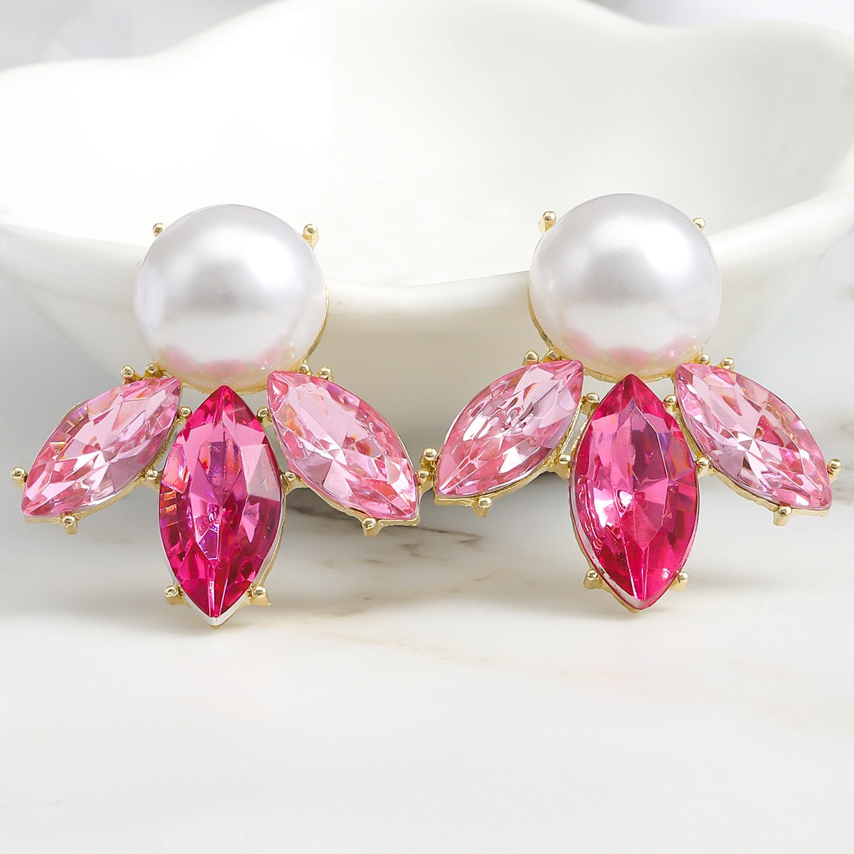 Pearl dainty drop colored earrings