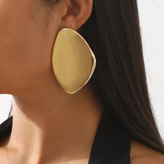 Large geometric gold earrings