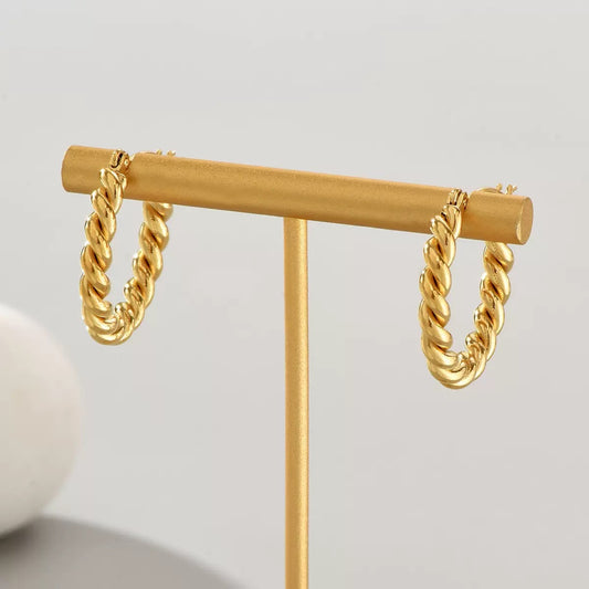 18k Twisted Gold Non Tarnish Earrings
