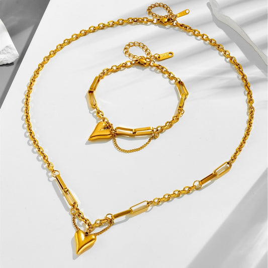 Loved Necklace Non Tarnish Necklace and Bracelet Set