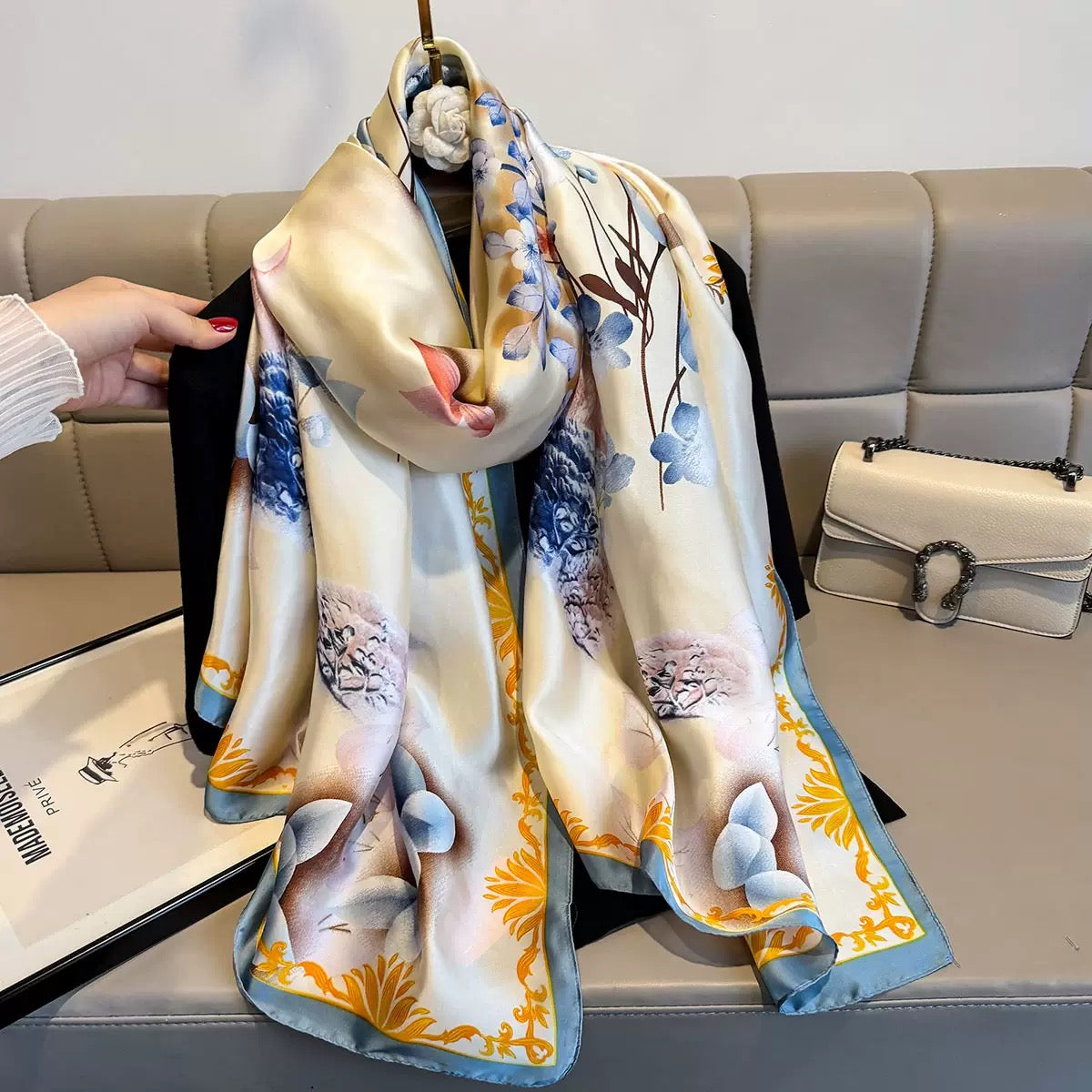 Women's Floral Silk Scarf