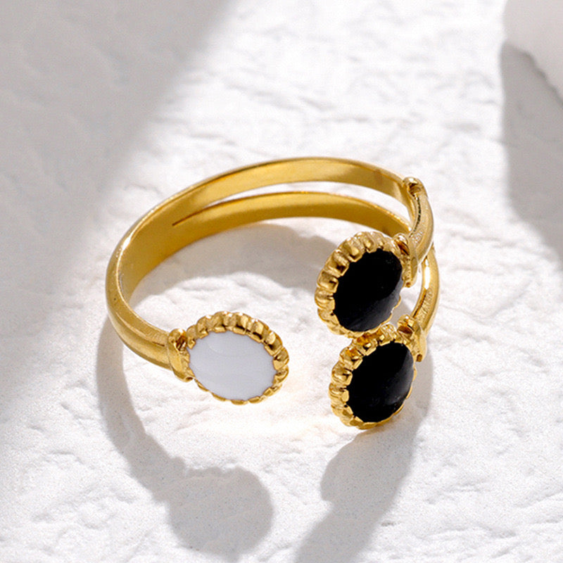 Three dots titanium steel rings