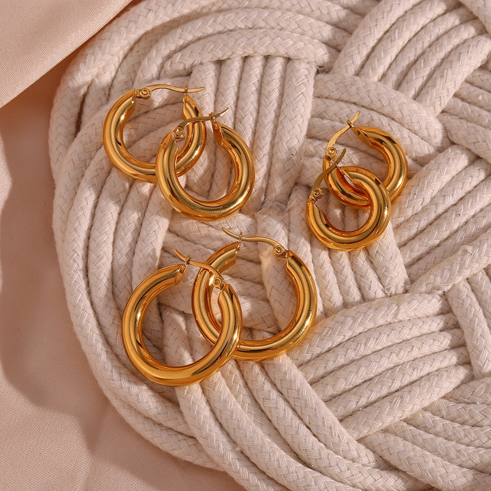 Stainless Steel Smooth Round Earrings