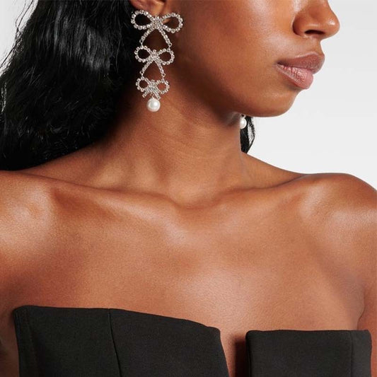 Triad bow drop earrings